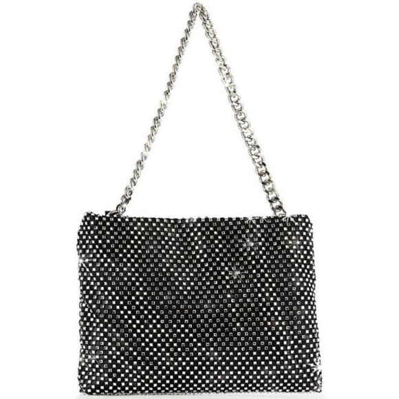 SALE Black And Silver Rhinestone Bling Evening Handbag Purse - Picture 1 of 7